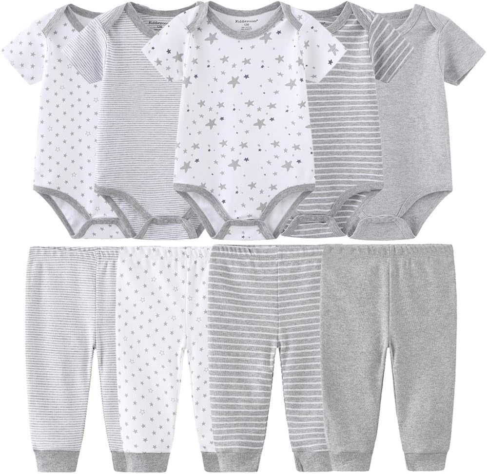 Baby Layette Set Baby Boys' 9-Piece Bodysuits Pants Set Toddler Girl Boy Unisex Baby Gift Sets